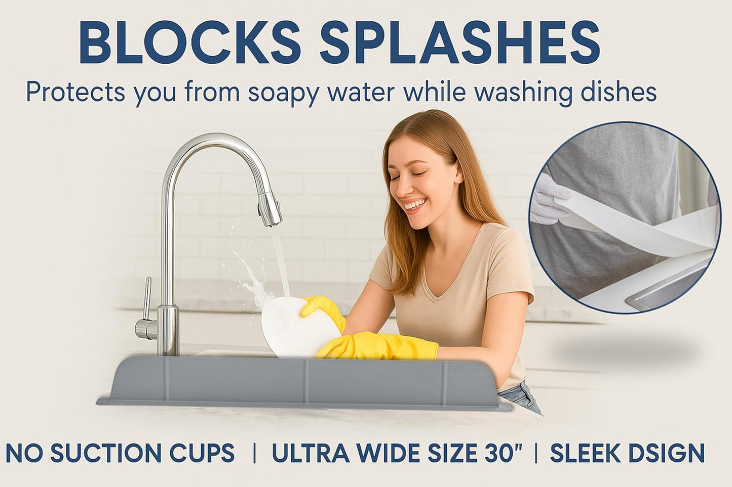 Kitchen Sink Splash Guard โ Extra Wide Water Protection