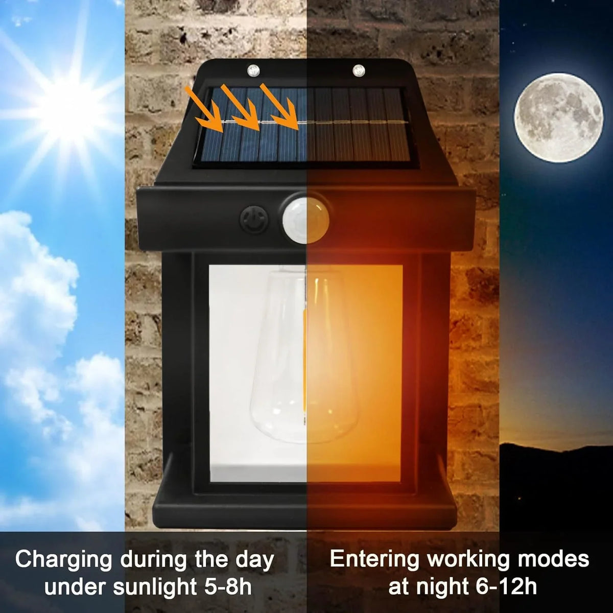 Solar Wall Lantern with 3 Lighting Modes and Waterproof