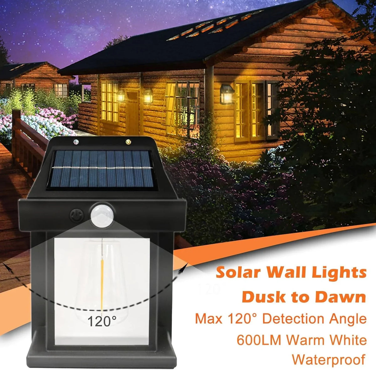 Solar Wall Lantern with 3 Lighting Modes and Waterproof